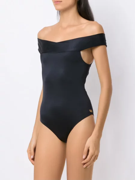 Strój kąpielowy Brigitte z odkrytymi ramionami czarny
