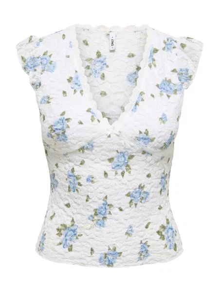 ONLY Top ONLSAGA albastru deschis / oliv / murdar alb