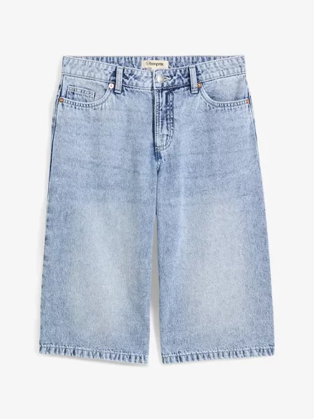 Bermudy dżinsowe mid waist low stretch niebieskie