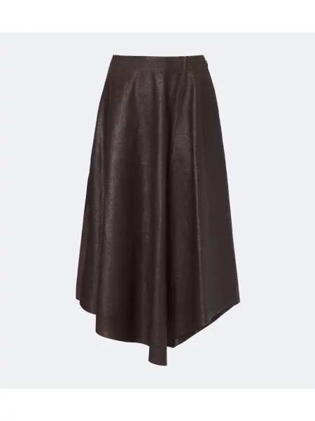 Asimetrična kožna suknja Ralph Lauren Collection smeđa