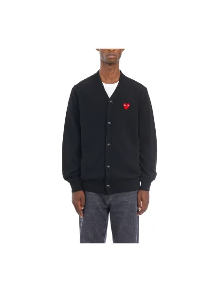 Sweter Comme Des Garcons Play z dekoltem w serek z logo czarny