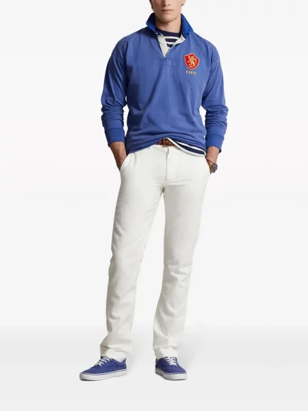 Prugasta polo majica Polo Ralph Lauren s printom od kašmira plava