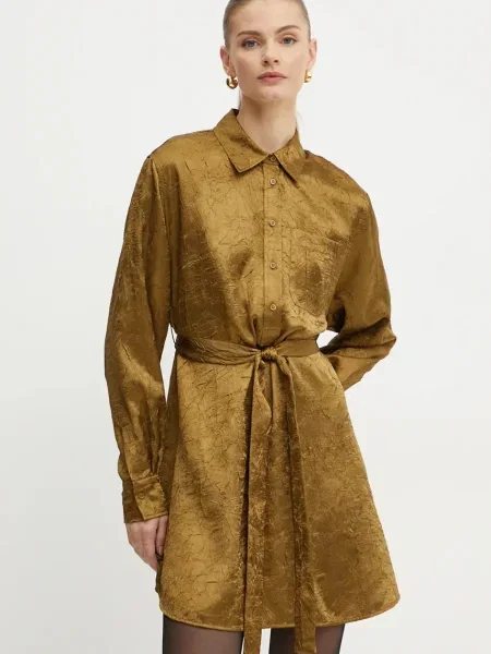 Pinko sukienka złoty mini rozkloszowana