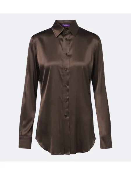 Cămașă Ralph Lauren Collection din satin maro