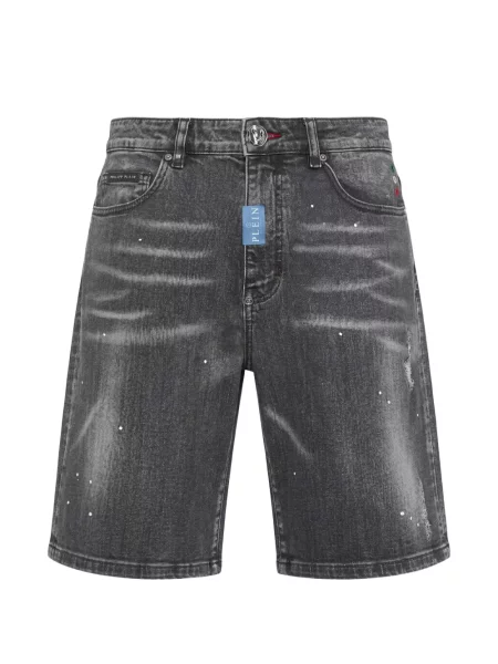 Pantaloni scurți din denim Philipp Plein gri