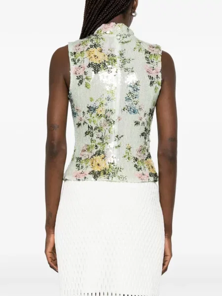 Top Brandon Maxwell w kwiatki zielony