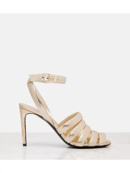 Sandale Alaïa din piele auriu