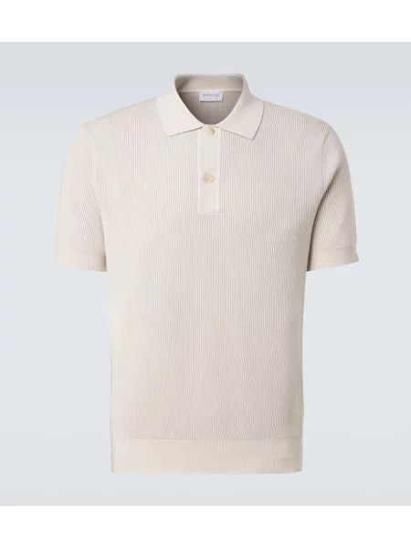 Tricou polo Sunspel tricotate bej