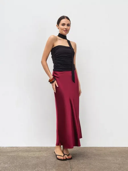 Спідниця міді Romashka Сирена віскоза/акрил/поліестер бордовий