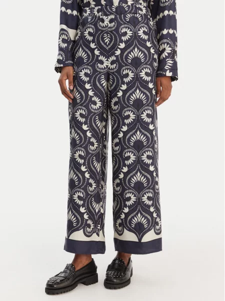 Weekend Max Mara Παντελόνι υφασμάτινο Ottico Σκούρο Wide Leg μπλε