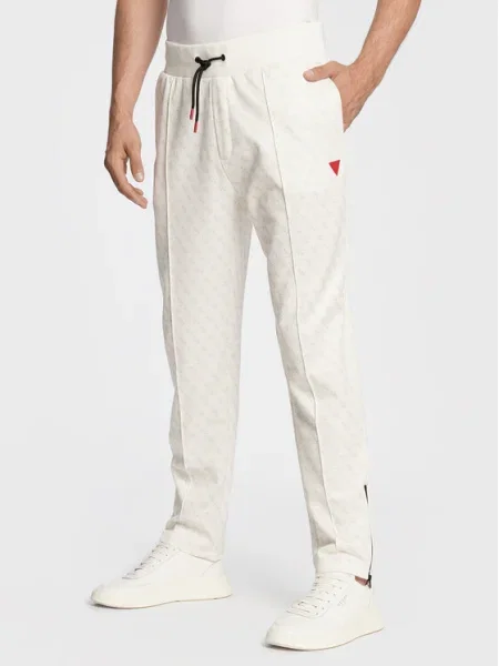 Guess Pantaloni trening Korbin Écru alb