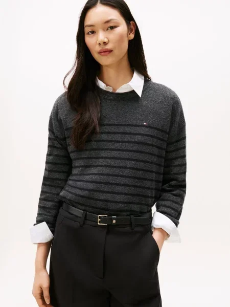 Tommy Hilfiger Wełniany sweter Kobiety drobna dzianina w S szary