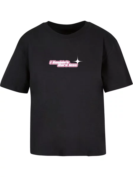 Miss Tee Tricou Couldn't Care Less gri / roz eozină / negru alb