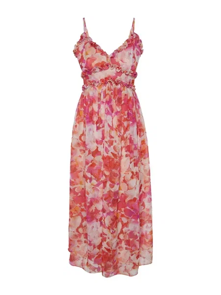 Trendyol Rochie de vară portocaliu piersică / roz eozină / roșu alb