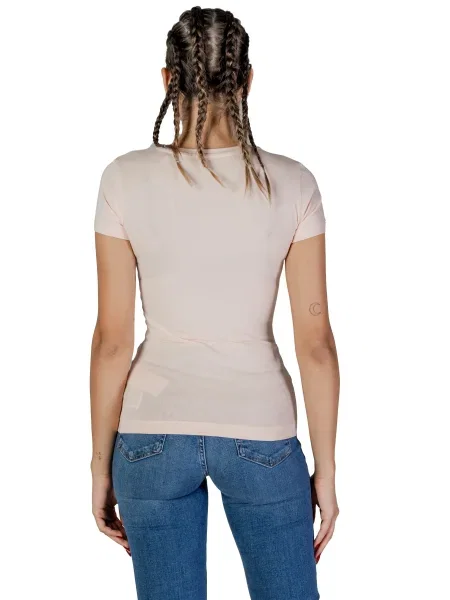 Kryształ górski koszulka Guess z dekoltem w serek z krótkim rękawem biała