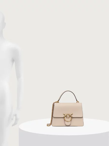 Pinko чанта crossbody дамска от кожа бежово
