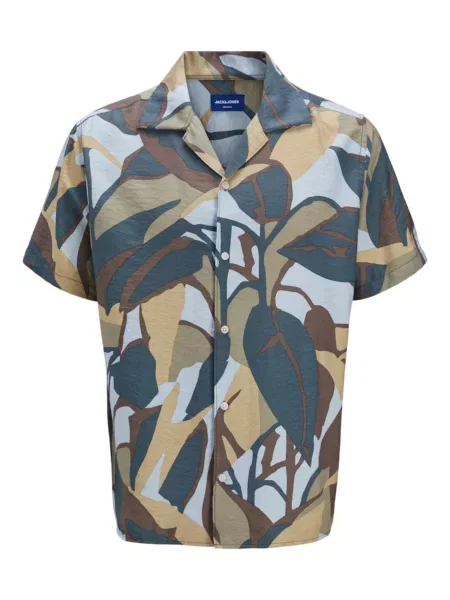 JACK & JONES Košile světlemodrá / čokoládová / režná khaki