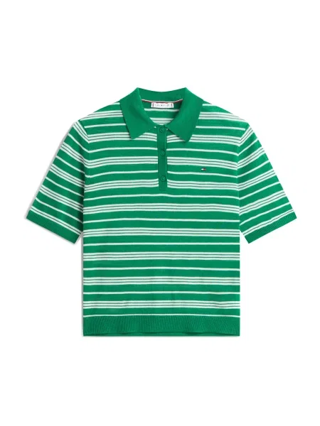 TOMMY HILFIGER Pulover verde alb