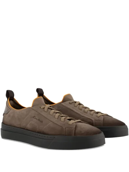 Sneakerși Santoni cu șireturi din dantelă maro