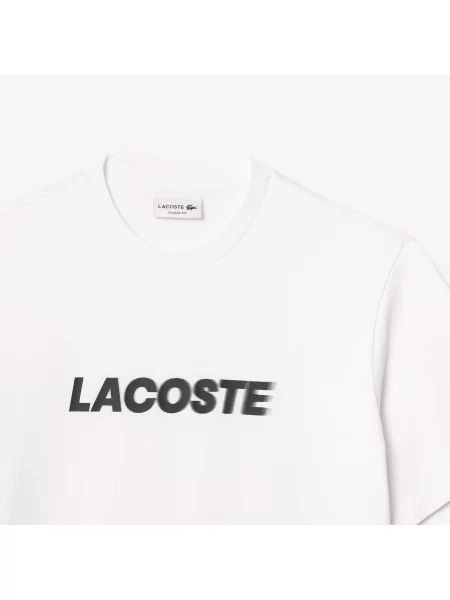 Lacoste Klasyczny Krój Gruba Koszulka Z Logo biała