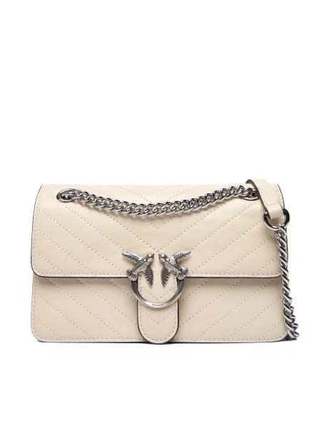 PINKO Torba za čez ramo Pinko Sac Rabat Love One Light Mini Vitello Wr Blanc' bela