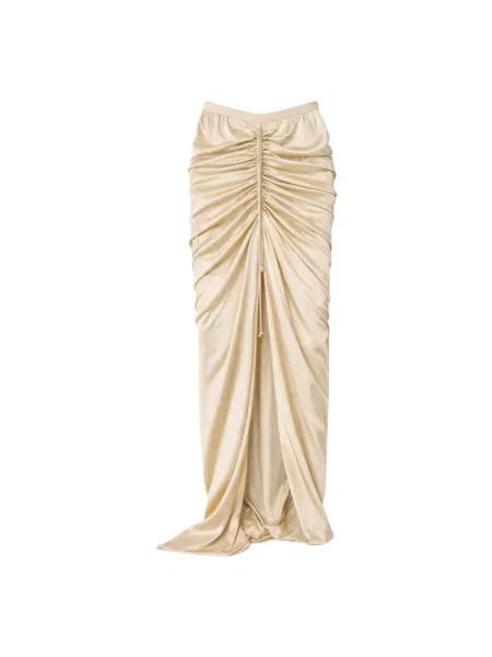 Spódnica maxi Rick Owens drapowana beżowa