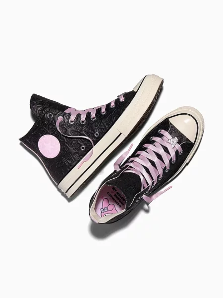 Converse x Hello Kitty Chuck 70 HI női bőr tornacipők fekete