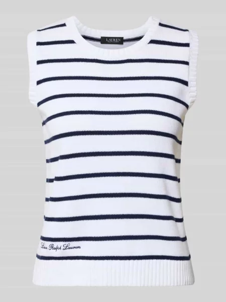 Bezrękawnik z prążkowanymi wykończeniami model ‘PLOVELT’ Lauren Ralph Lauren granatowa