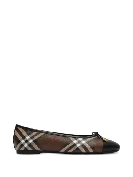 Balerini Burberry în carouri din canvas maro