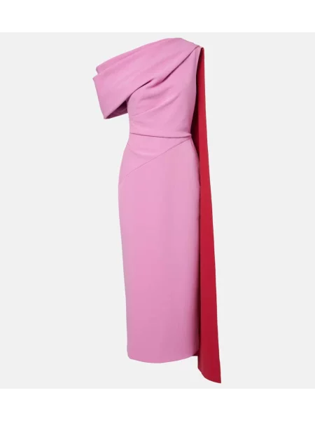 Sukienka midi Roksanda drapowana do kolan garniturowa różowa