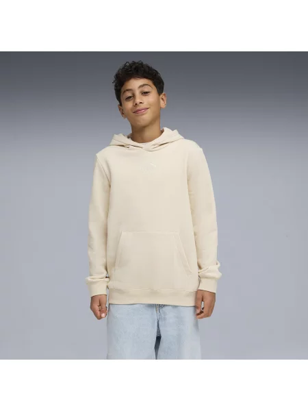 Młodzieżowa dzianinowa bluza z kapturem Essentials z logo PUMA biała