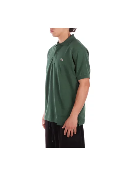 Lniana koszulka polo Lacoste z logo w miejskim stylu zielona