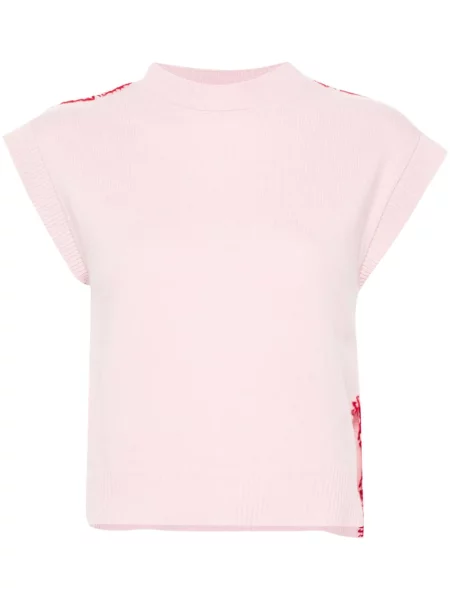 Vestă Marni cu broderie tricotate roz