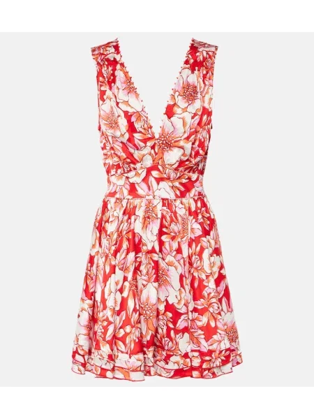 Rochie Poupette St Barth cu model floral roșu