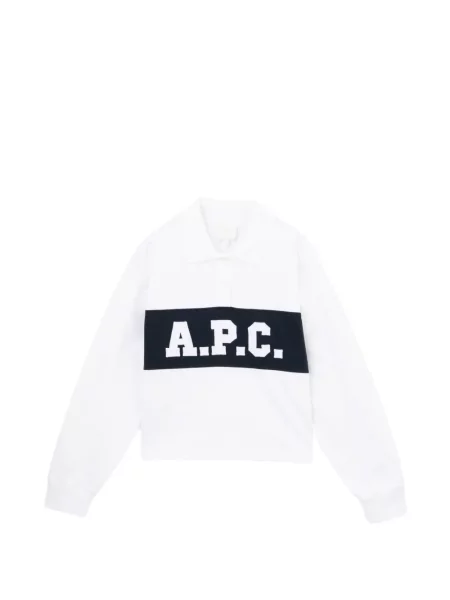 Tricou polo A.p.c. cu broderie alb