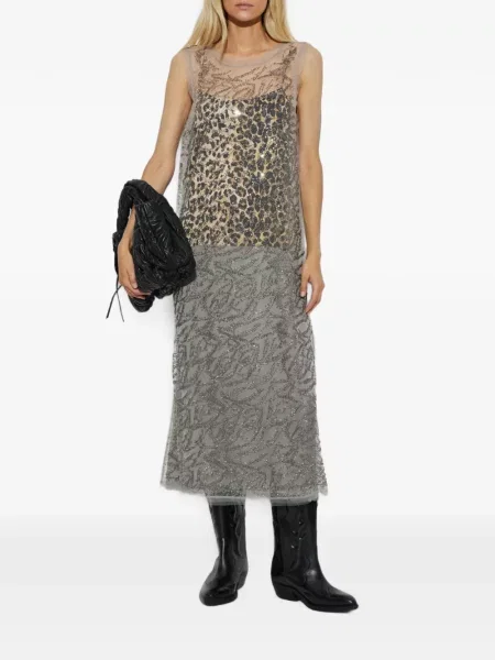 Rochie midi Munthe cu paiete plasă gri