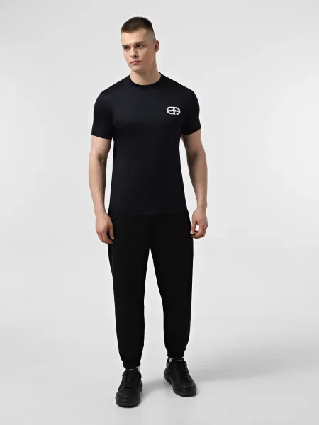 Футболка Emporio Armani темно-синій ліоцел/бавовна синя