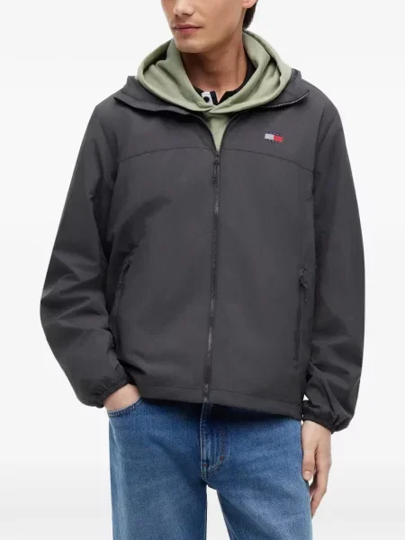 Geacă Tommy Hilfiger cu glugă cu autograf gri