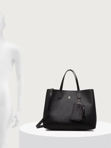 Tommy Hilfiger шопинг чанта дамска от имитация на кожа черно