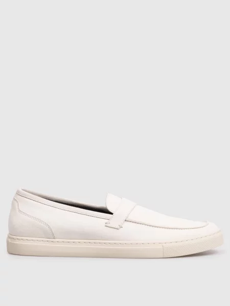 Замшеві лофери з емблемою Brett Johnson білі
