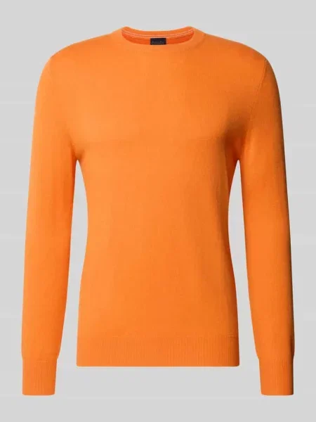 Sweter z dzianiny z mieszanka wełny i kaszmiru o kroju regular fit Christian Berg Men pomarańczowy