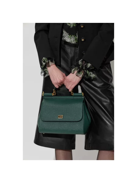 Torebka Dolce And Gabbana skórzana zielona