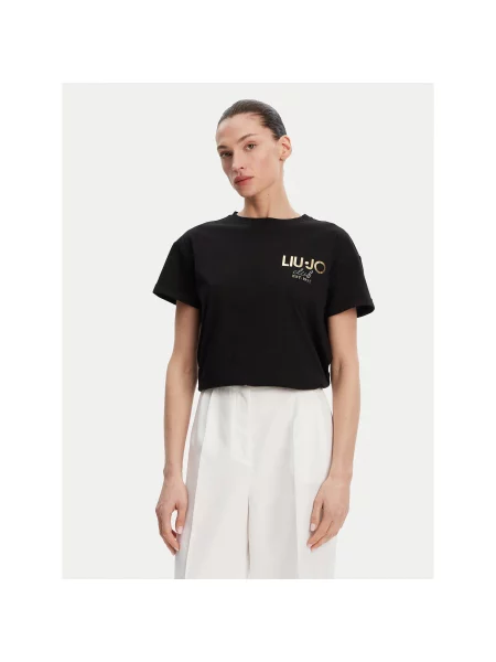 Liu Jo Majica Relaxed Fit črna