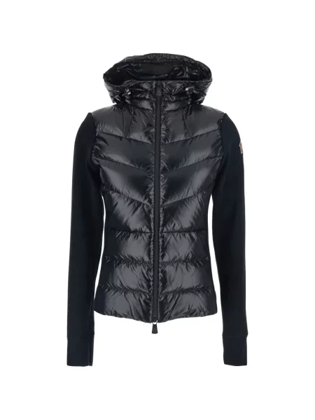 Matlasat hanorac cu glugă Moncler Grenoble cu autograf negru