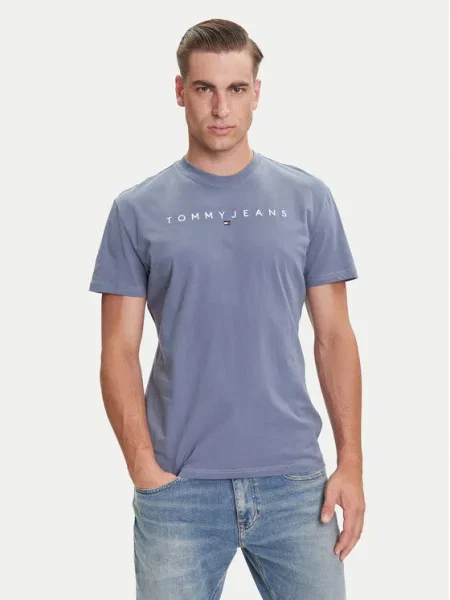 Тениска Tommy Jeans бежово с апликация синьо
