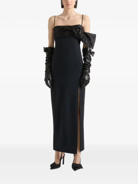 Lung rochie Givenchy cu funde din crep negru