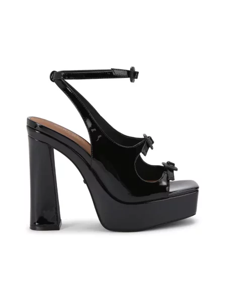 Kurt Geiger London sandały na wysokim skórzane Buckle Platform Sdl czarne