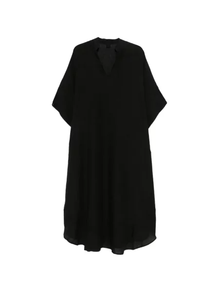 Rochie midi 120% Lino cu decolteu în V până la genunchi de costum negru