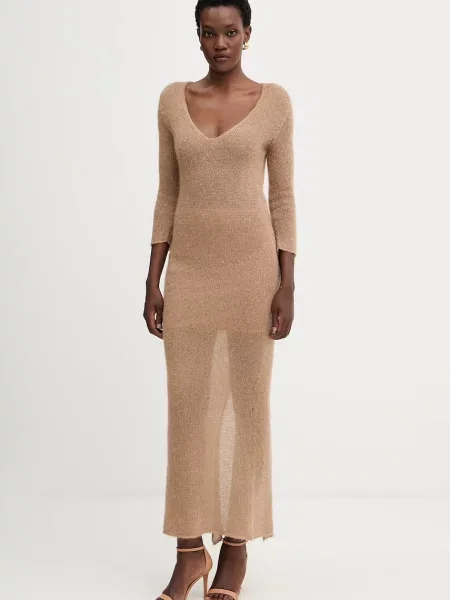 Сукня з додаванням вовни Liviana Conti maxi пряма коричневий