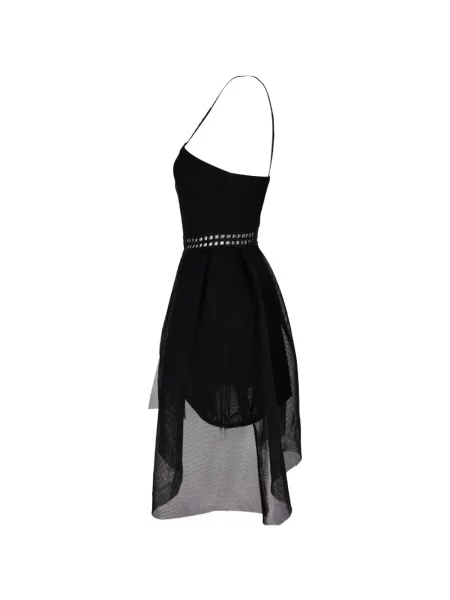 Rochie Self-portrait plasă asimetrică negru